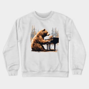 Grizzly Bear playing piano Crewneck Sweatshirt